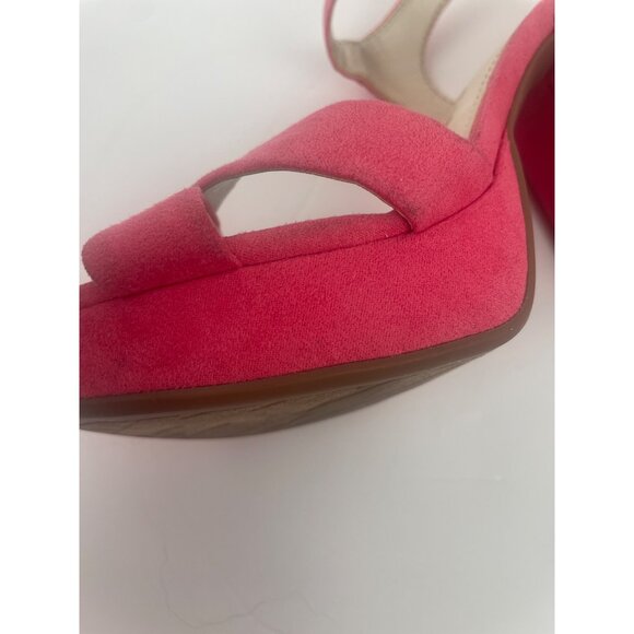 Anne Klein Pink Suede Platform Heels Strappy Open Toe Sandals Sz 7.5 Barbiecore - Picture 12 of 13